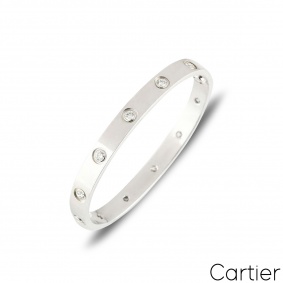 Cartier White Gold Full Diamond Love Bracelet Size 17 B6040717 Cartier White Gold Full Diamond Love Bracelet Size 17 B6040717